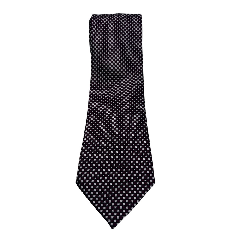 Ermenegildo Zegna Mens Silk Tie Purple / Pink X & O Pattern Made in Italy (TF6)